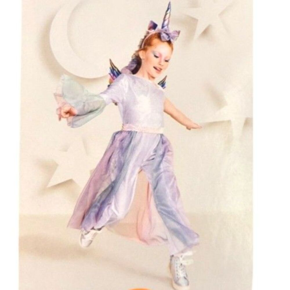 NWT Hyde & Eek Kids Mystical Unicorn Jumpsuit Costume Wings Belt Headpiece Sz L